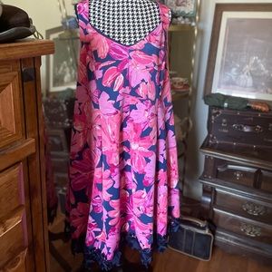 Floral Dress by DONNA RICCO in pink + blue, 18W